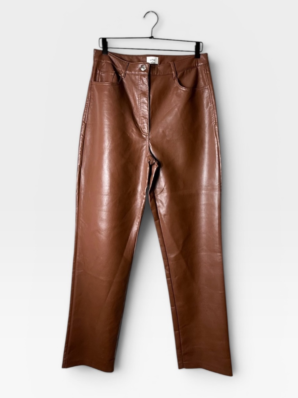Aritzia Wilfred Melina high-rise pants Size 12‎ Faux Leather Straight Leg (C)
